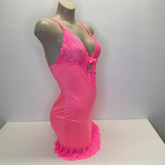 Music Legs One Size Hot Pink Peep Hole Lingerie Dress. New No Tag. - Picture 3 of 6